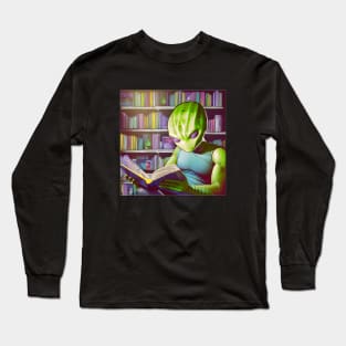 Believe in Yourself Funny an Alien reading a Book Long Sleeve T-Shirt